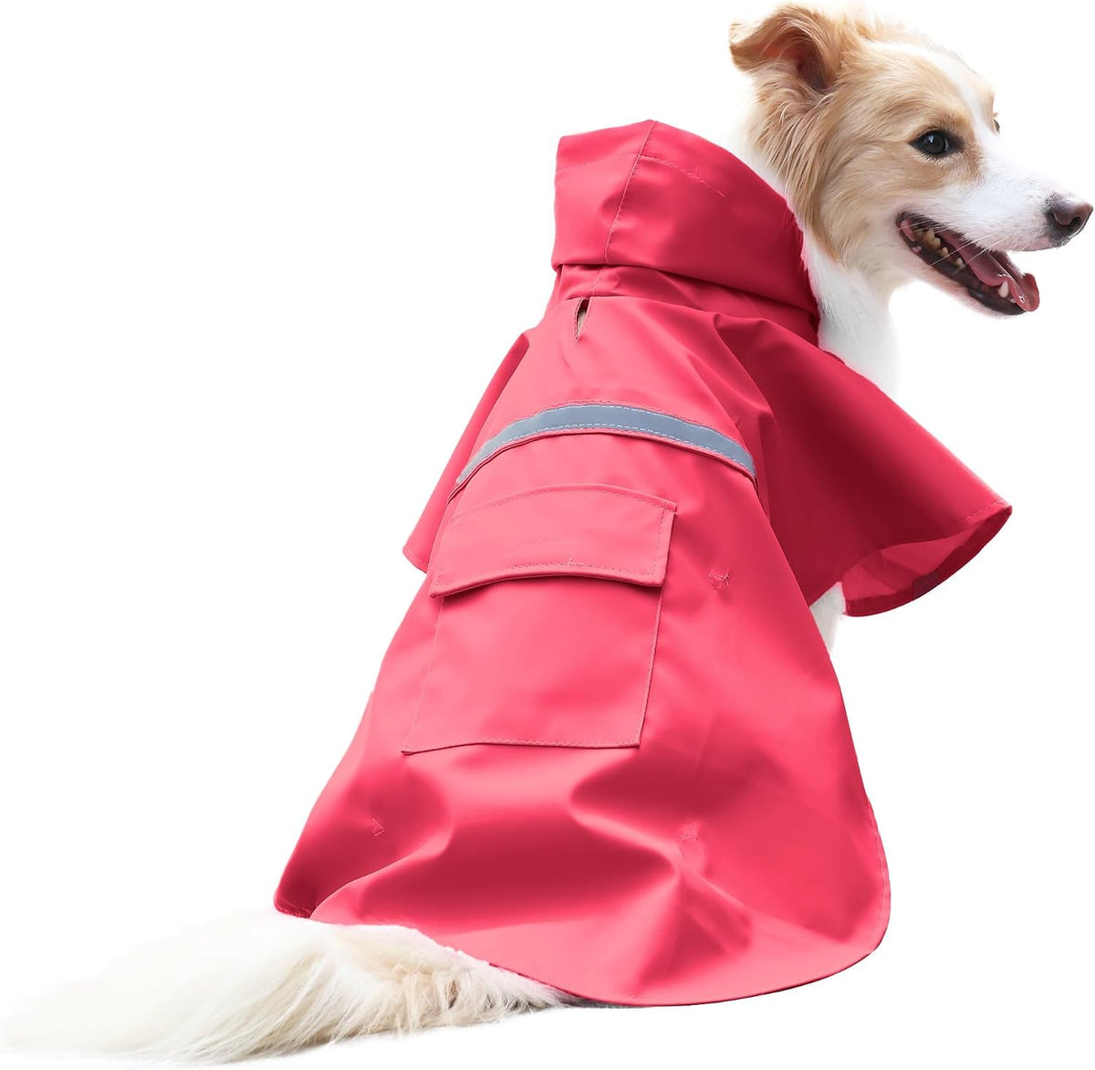NACOCO Large Dog Raincoat Adjustable Pet Water Proof Clothes Lightweight Rain Jacket Poncho Hoodies with Strip Reflective (XL, Pink) - Image 13
