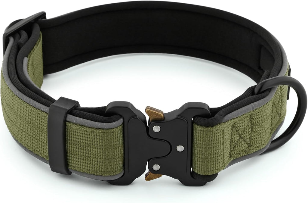 Plutus Pet Tactical Dog Collar, Reflective, Adjustable Heavy Duty Dog Collar, Soft Padded and Comfortable, for Small Medium and Large Dogs (Ranger Green, L) - Image 2