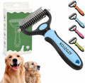 Congzikji Pet Pro Dual Tooth Grooming Tool front view showing blue and black handle.