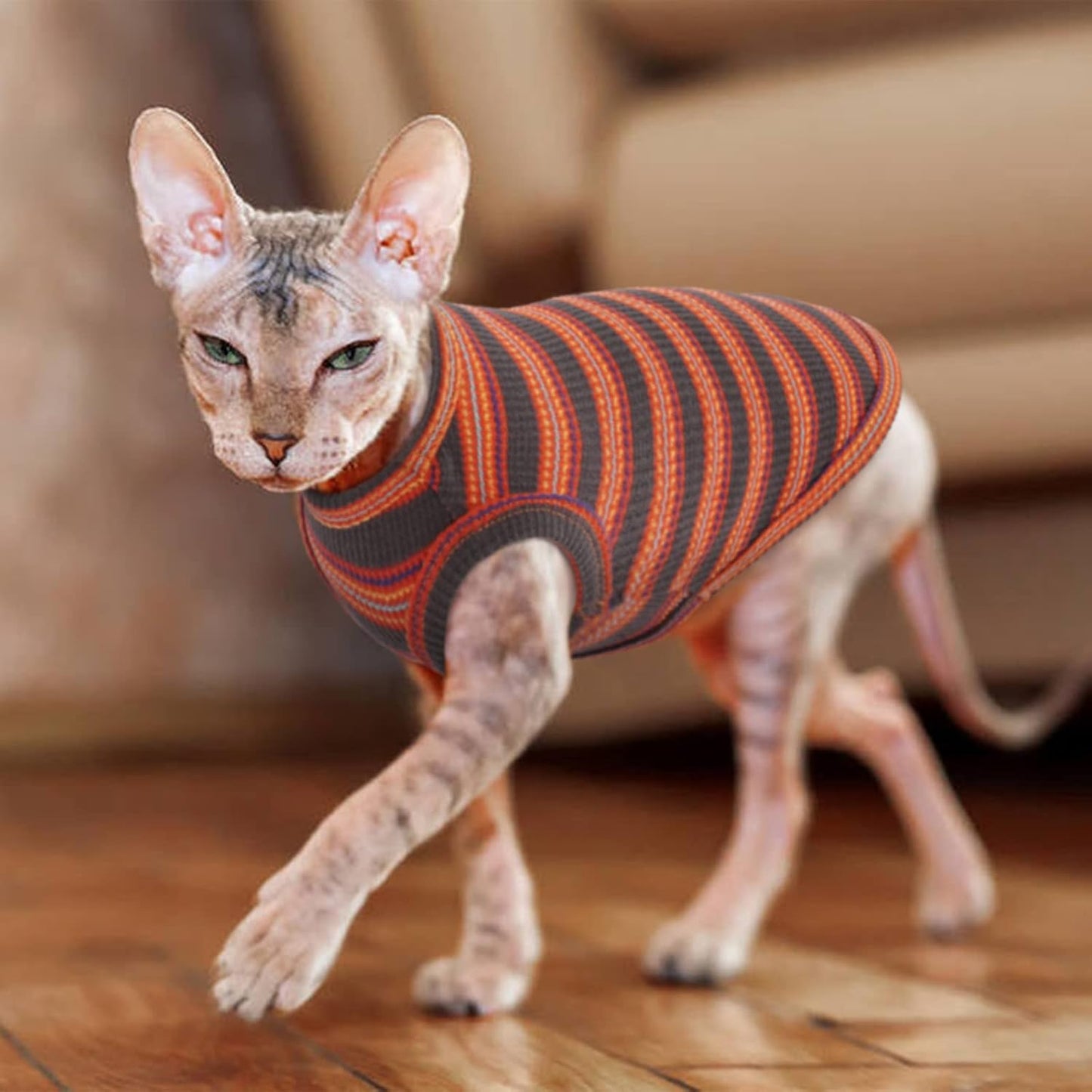 Extra large size red and black striped pet shirt for cats