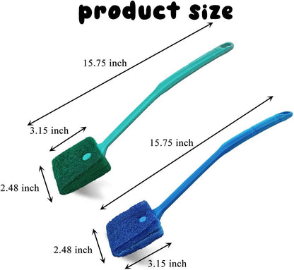 Humyeam long handle fish tank scrubber being used to clean deep aquarium corners safely.