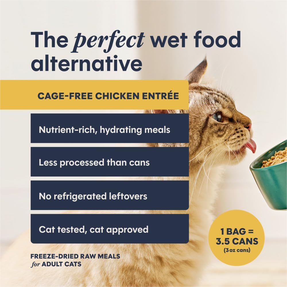 Instinct grain free chicken freeze dried cat food back label with ingredients