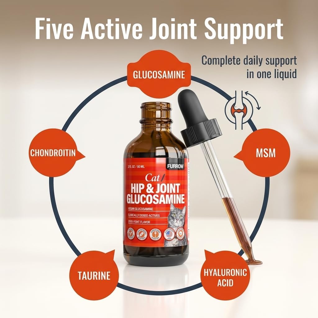 Furrow liquid joint support bottle with chicken gravy flavor indicator