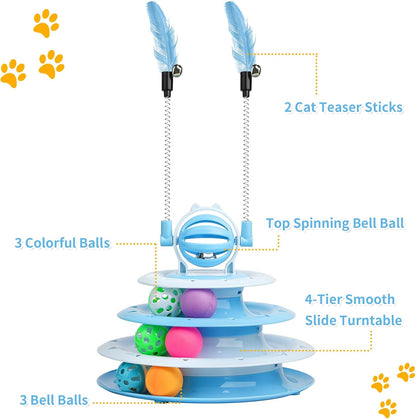 Goosheep pet carousel tower disassembled into four removable layers for easy cleaning.