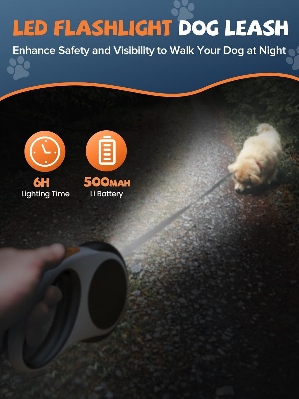 Black and white retractable dog leash for small dogs