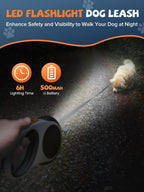 Black and white retractable dog leash for small dogs