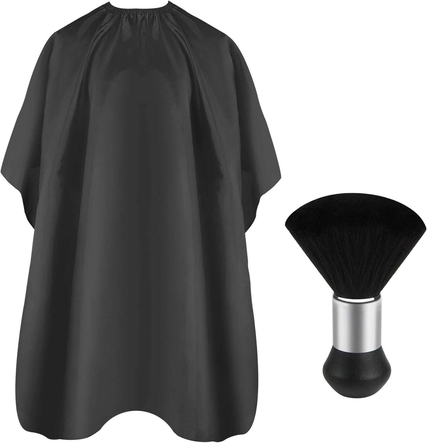 FEBSNOW professional hair cutting cape front view showing black waterproof fabric.