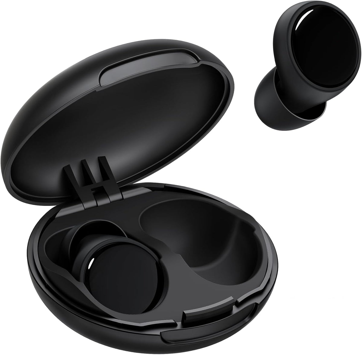 Loop Quiet 2 noise reducing ear plugs front view with black storage case