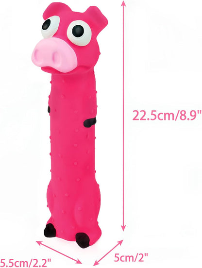 Close up of the pink latex pig toy from the Chiwava collection emphasizing the soft non toxic textured rubber.