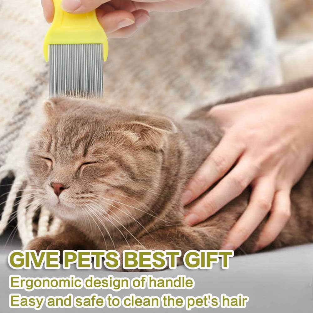 5Pcs Pet Grooming Kit - Aoche Cat Dog Bath Brush Lice Comb Kit, Deshedding Dog Brush Dog Scrubber for Large Small Dogs Cats Flea Combs for Cats Dogs - Image 9