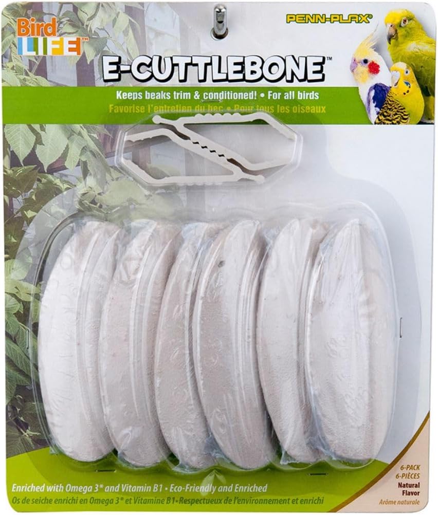 Penn-Plax Bird-Life E-Cuttlebone Flavored, 1 Pack (2 Counts) - Mango & Banana - Durable, Less Brittle Cuttlebones Enriched with Omega 3 & Vitamin B1 - Cage Clip - for All Bird Sizes - Mango & Banana - Image 9
