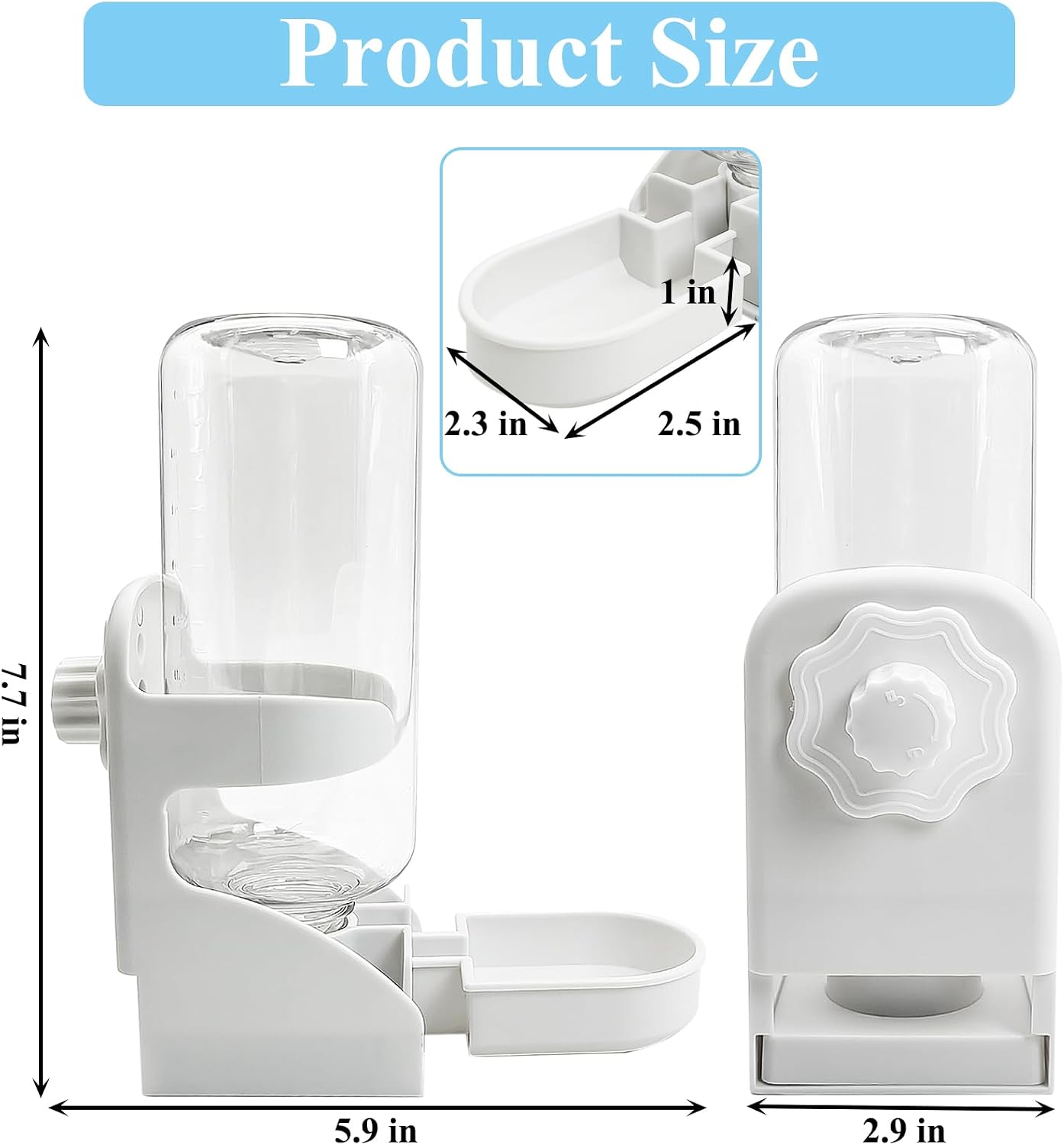 kathson Rabbit Water Dispenser for Cage 17 Oz Hanging Guinea Pig Water Bottle No Drip Gravity Automatic Bunny Water Bottle No Leak Small Animal Water Bottle for Chinchilla Ferret HamsterWhite - Image 2