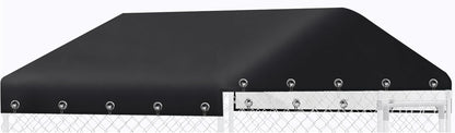 MDHAO replaceable dog kennel cover front view showing heavy duty black fabric canopy