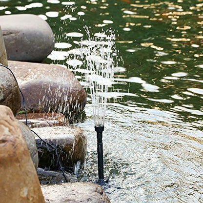 Decdeal brushless water pump package contents displaying the main submersible unit alongside all water pattern accessories.