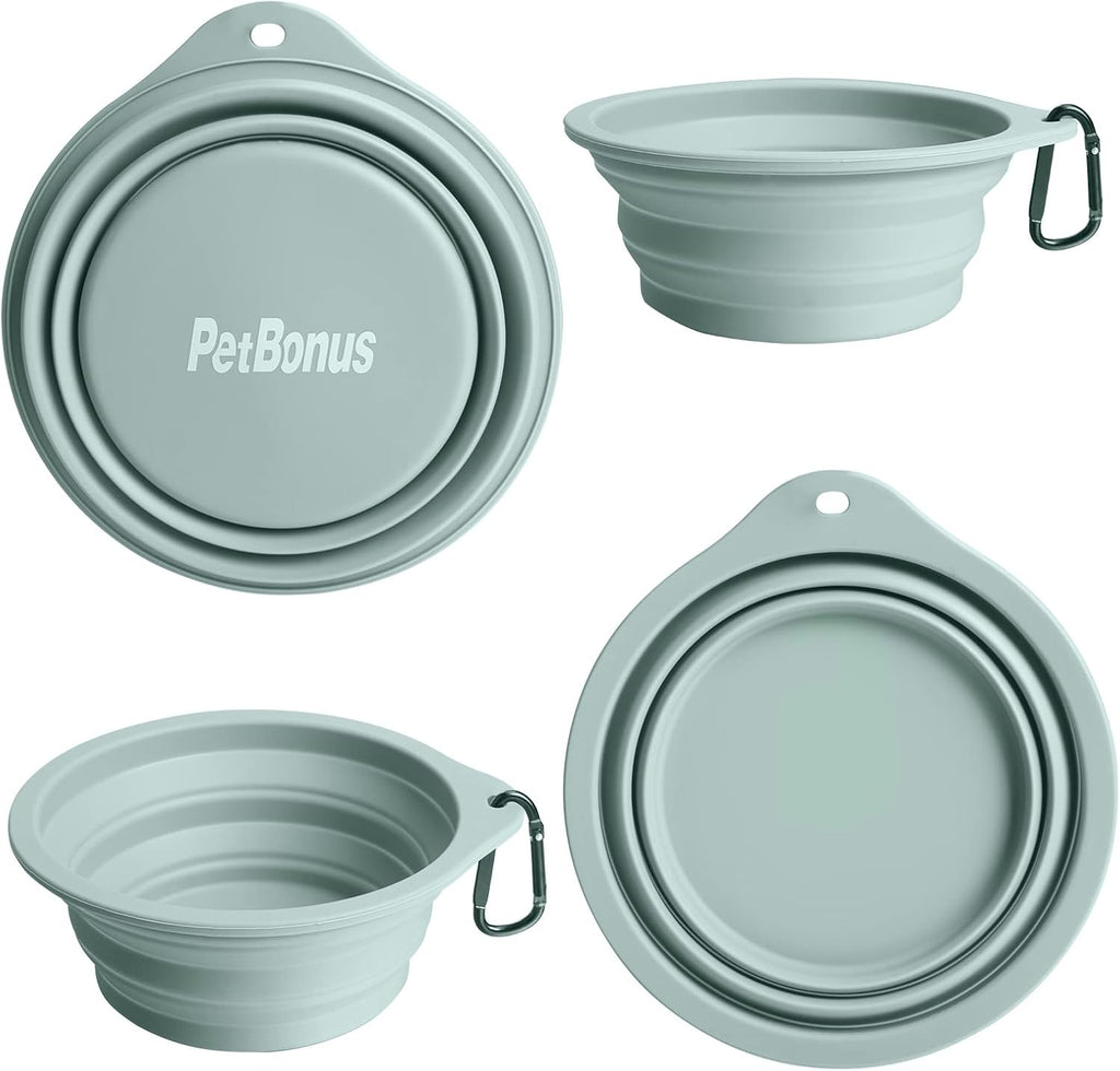 PetBonus expandable travel pet bowls folded flat compact storage perspective