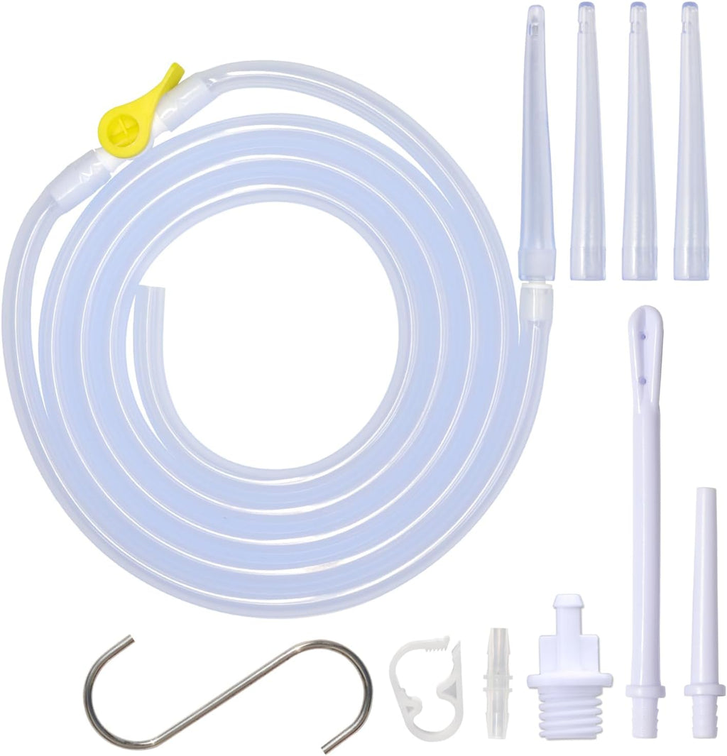 Eukeston Enema Kit Replacement Part front view showing 6.6 foot silicone hose and accessories.