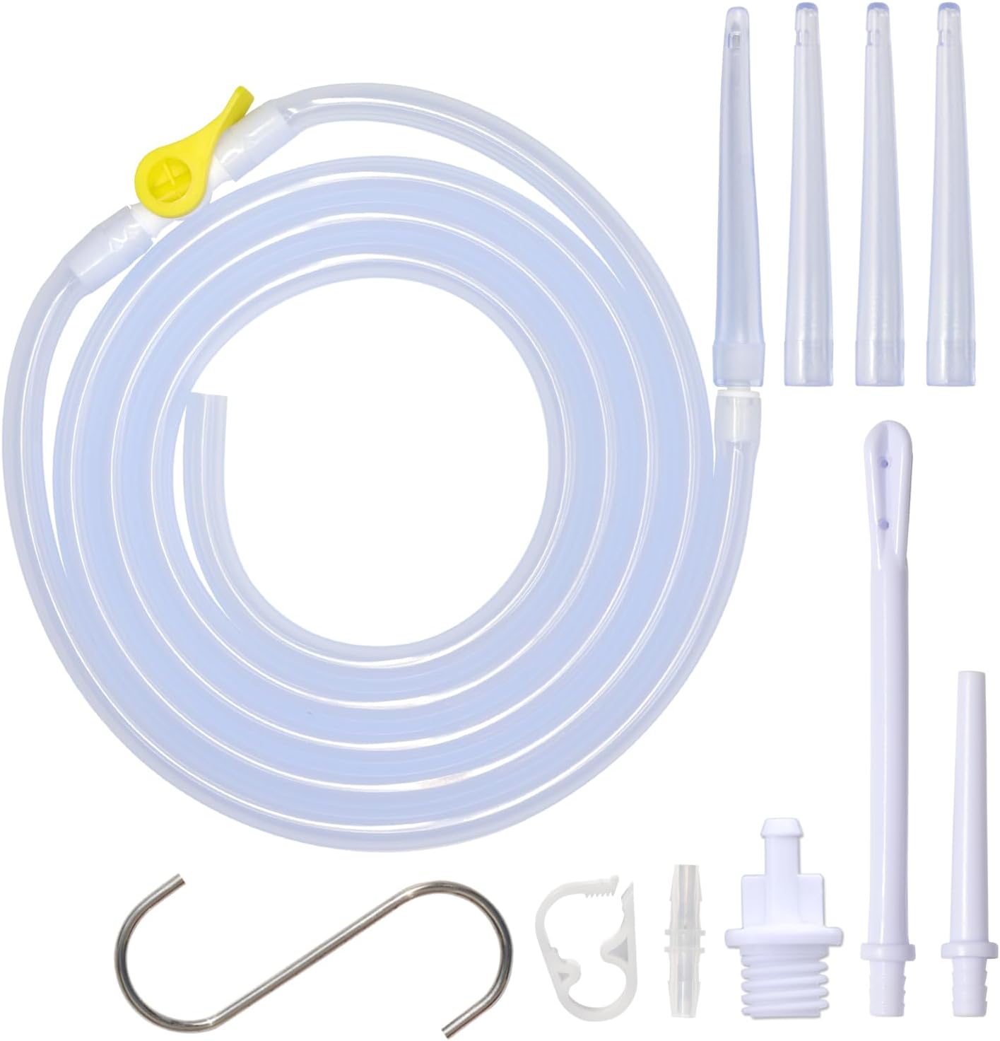 Eukeston Enema Kit Replacement Part front view showing 6.6 foot silicone hose and accessories.