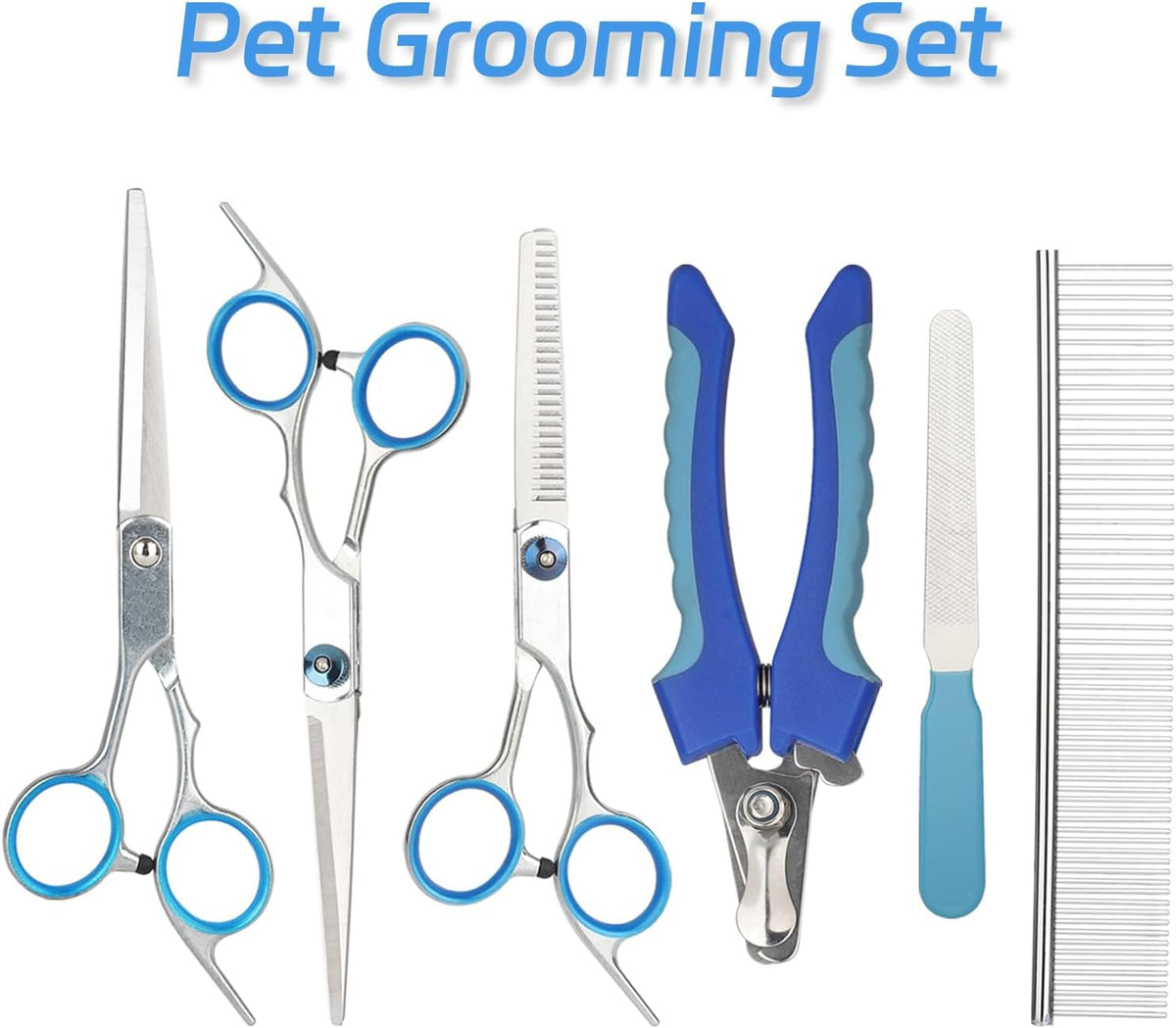 Full contents of the BL Electronics professional dog and cat nail clipper and scissor set.