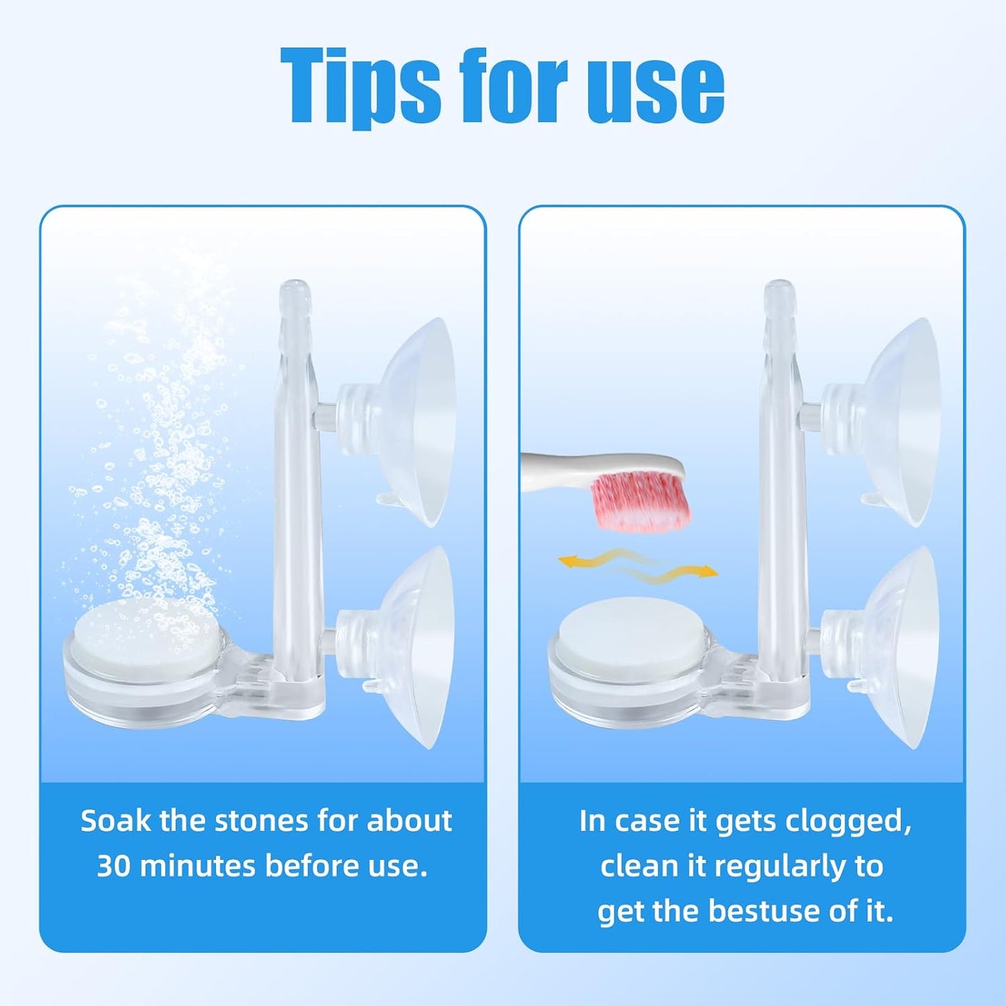 AQUANEAT oxygen diffuser disc connected to standard airline tubing with suction cups