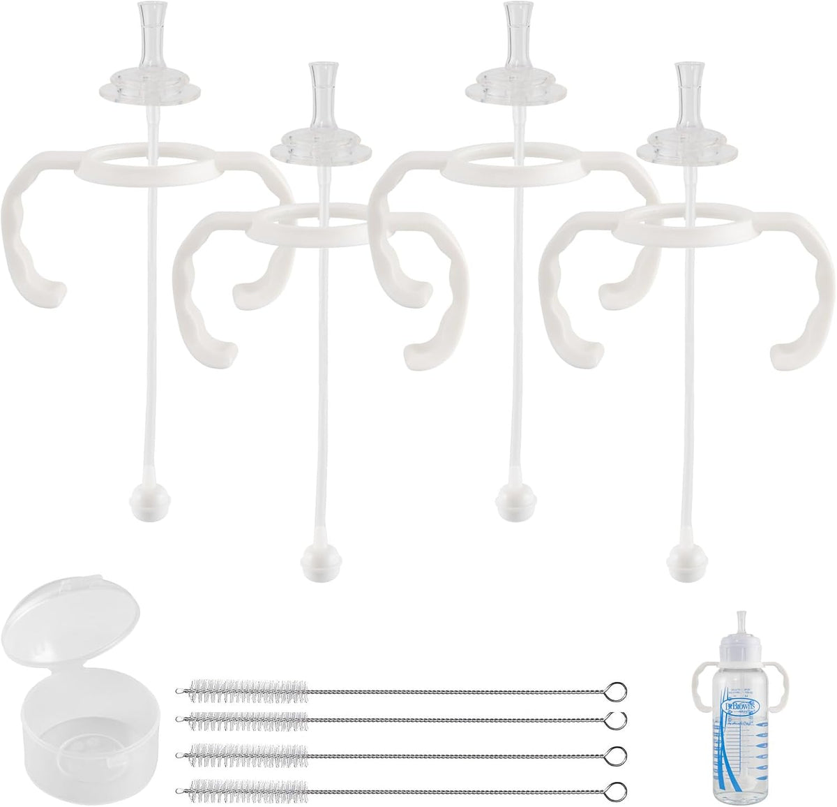 ROPOSY straw cup conversion kit front view showing four pack silicone nipples and weighted straws