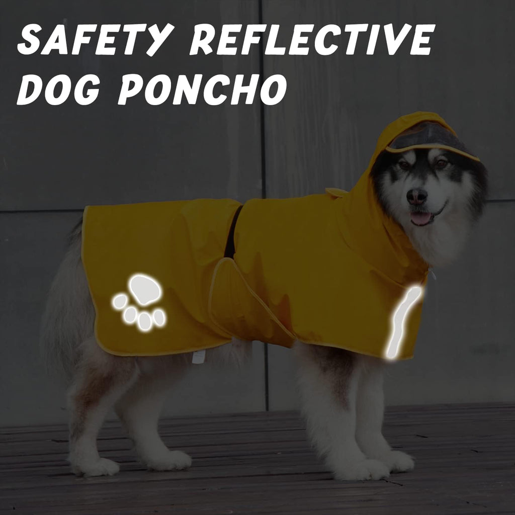 Back view of a yellow pet raincoat showing the convenient leash hole attachment.