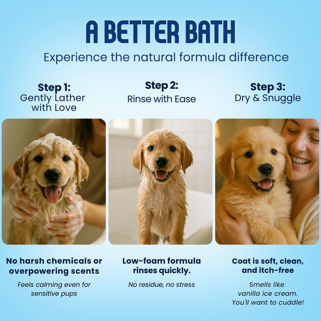 Close up of vanilla scent dog shampoo texture