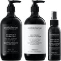 Smith & Burton Soothing Lustre Set packaging front view showing shampoo conditioner and cologne bottles.