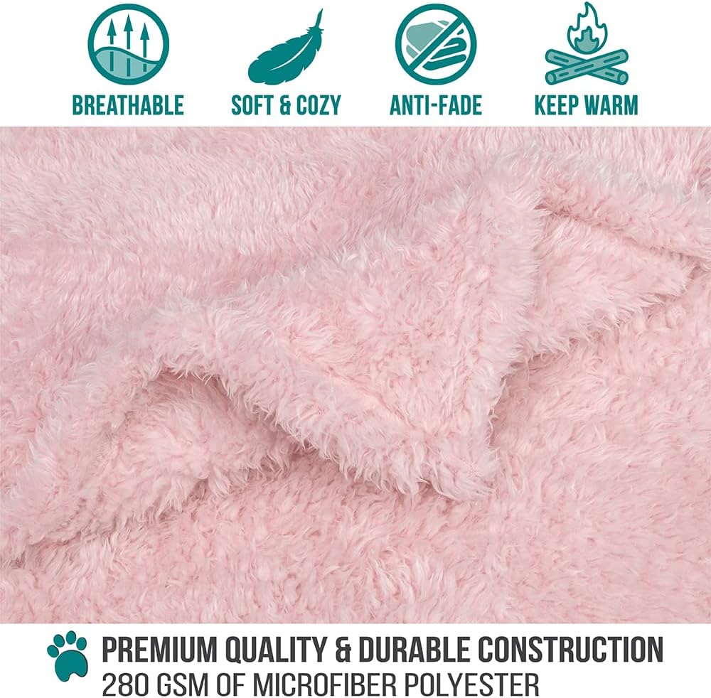 PetAmi washable pink puppy blanket spread across a car seat protector