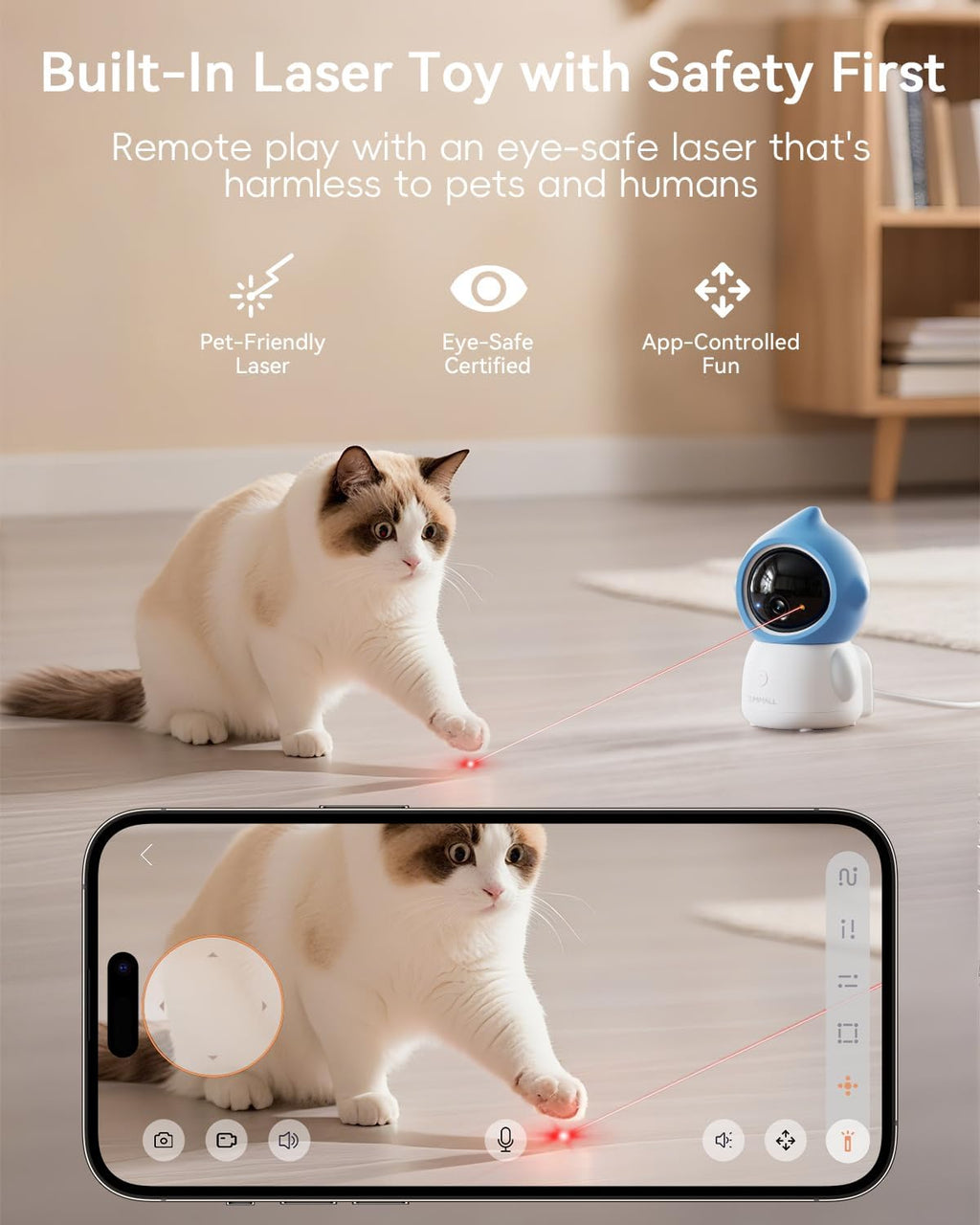 ZUMIMALL indoor security camera displaying the 360 degree automated tracking base