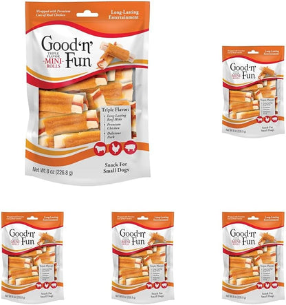 GOOD 'N' FUN Mini Rolls Long-Lasting Treat for Small Dogs, with Real Proteins, Beef Hide and Premium Chicken, Supports Dental Health, Mental Stimulation, 8 oz - Image 11