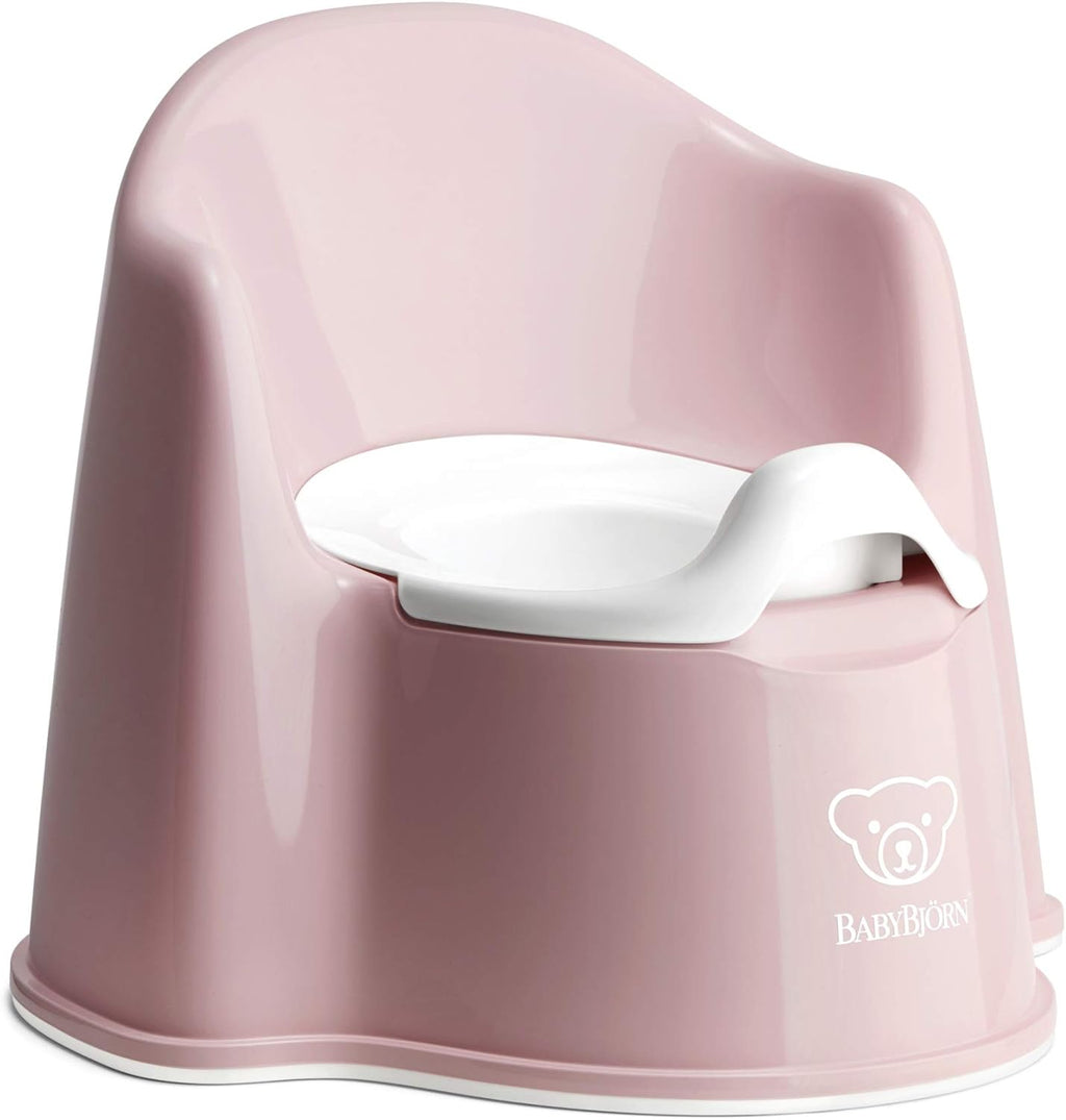 Babybjörn Potty Chair Powder Pink and White front view for toddler training