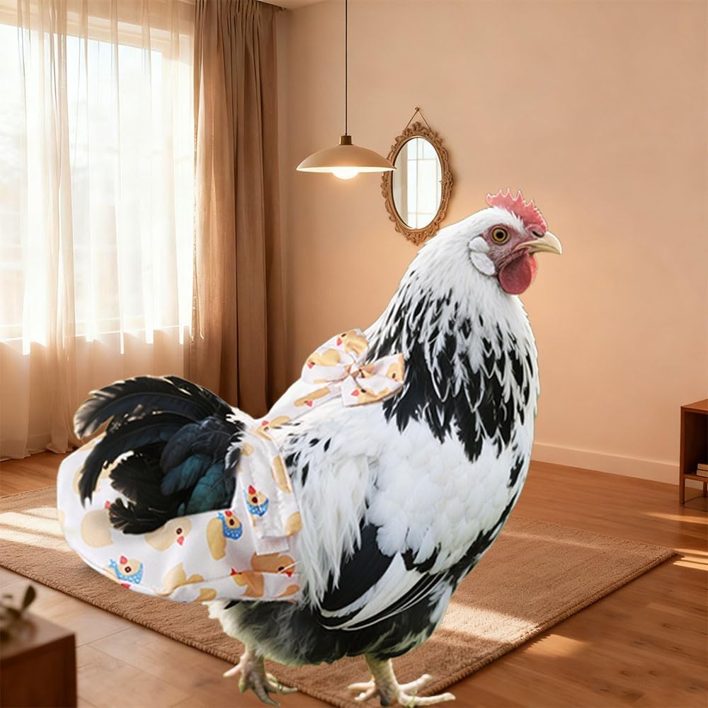 Poultry diaper interior showing waterproof lining and tail pocket.