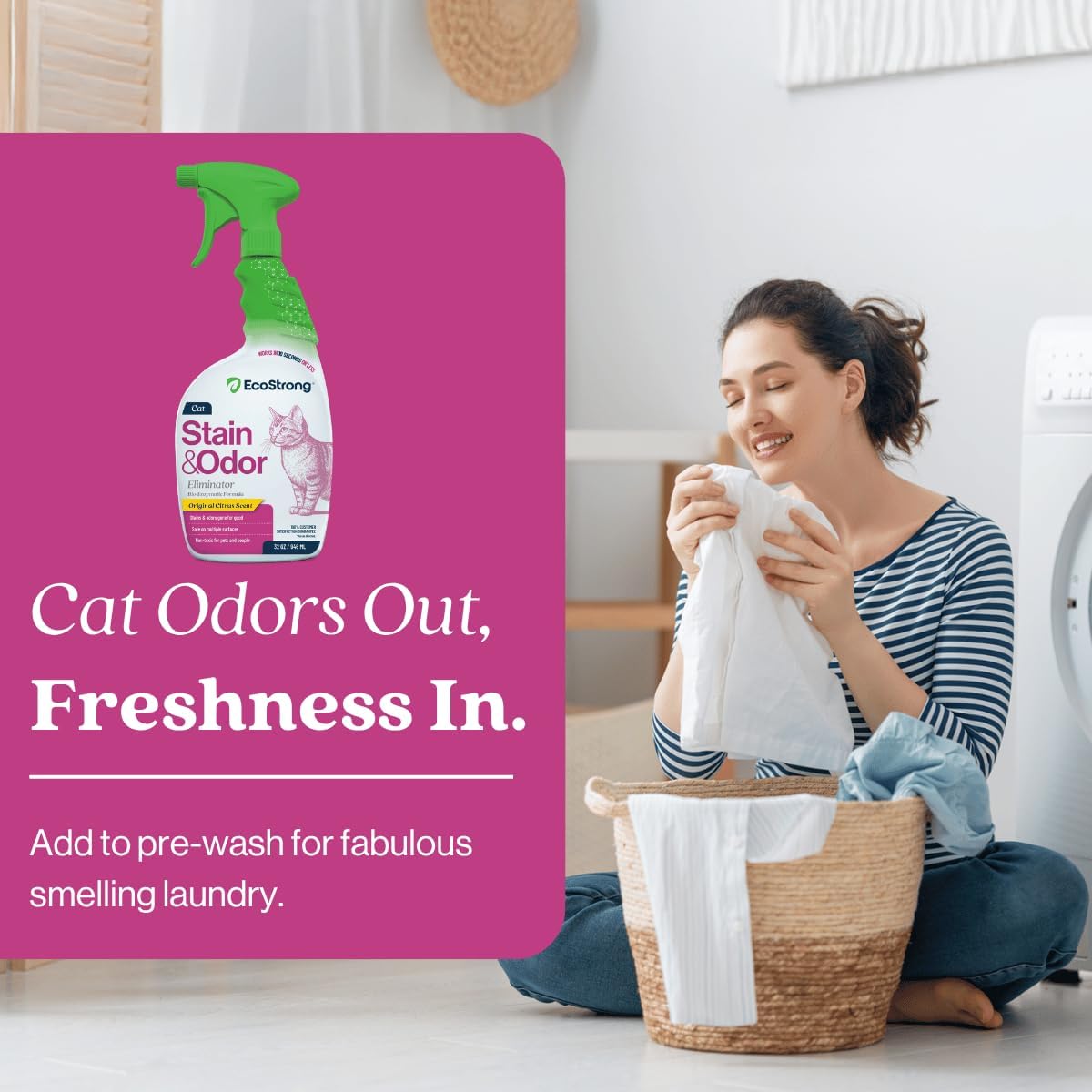 Biodegradable chemical free cat mess cleaning spray bottle close up