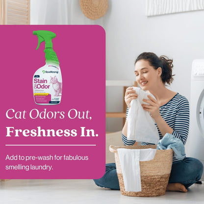Biodegradable chemical free cat mess cleaning spray bottle close up