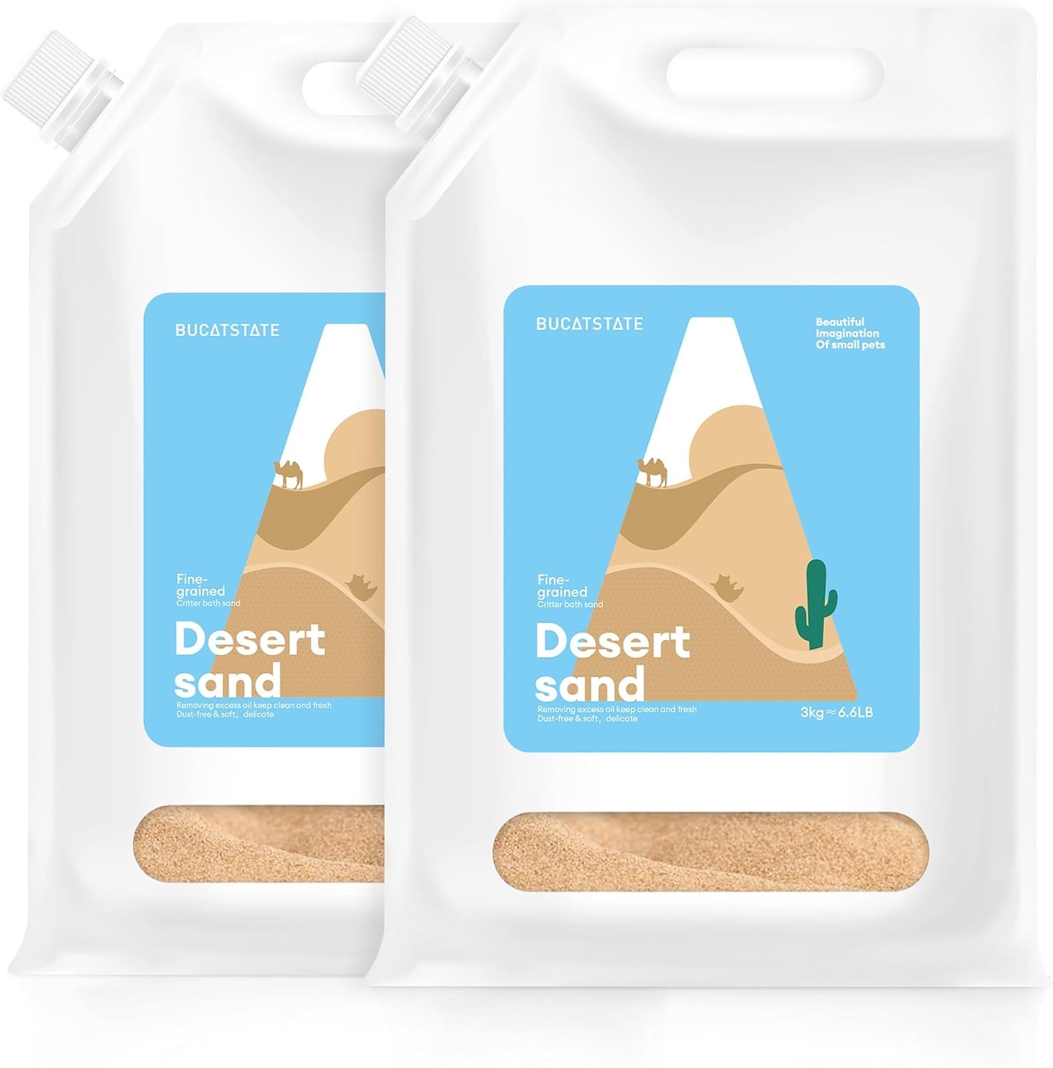 BUCATSTATE Hamster Bath Sand with Pour Spout, 6.6LB Desert Bath Sand | No-Dust Potty Litter Calcium-Free Sand for Hamster Chinchillas Gerbil Mice Degu or Other Small Pets (Fine Sand) - Image 10