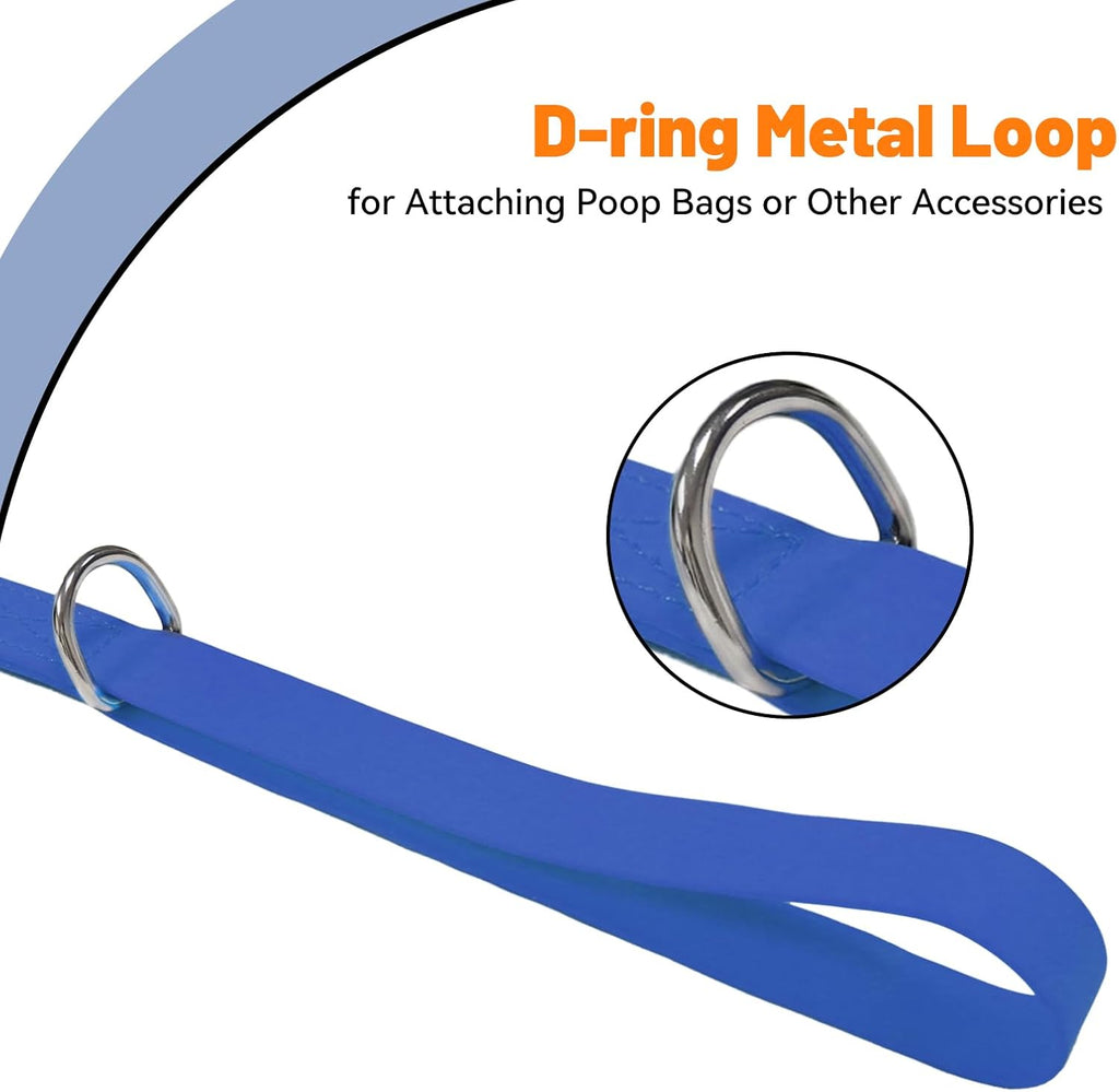 Durable PVC coated nylon dog leash handle with movable D ring