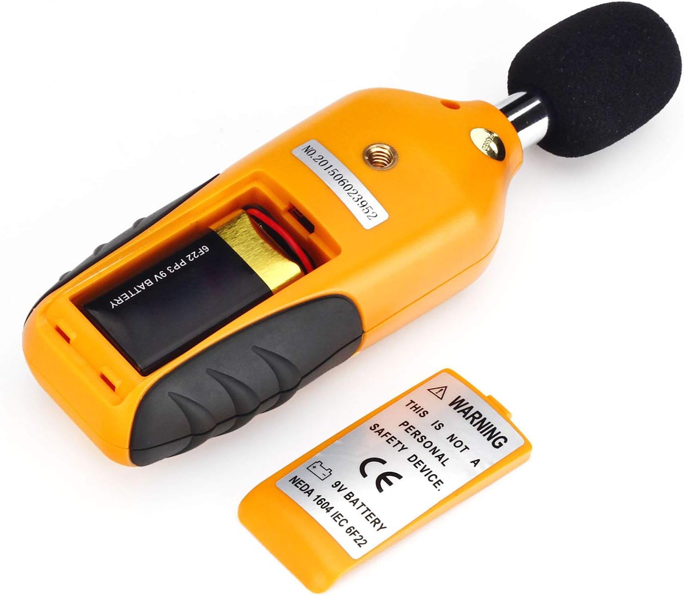 RISEPRO digital decibel reader showcasing the side profile buttons for data hold and max min tracking.