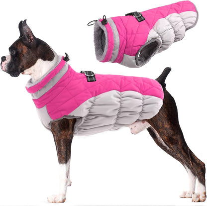 Lelepet Dog Coat Warm Dog Winter Coat Waterproof Dogs Jacket with Harness Built in Reflective Pet Fleece Vest Zip-Up Cold Weather Coats for Large Dogs Turtleneck Windproof Coats Boxer Blaze Orange XL - Image 13