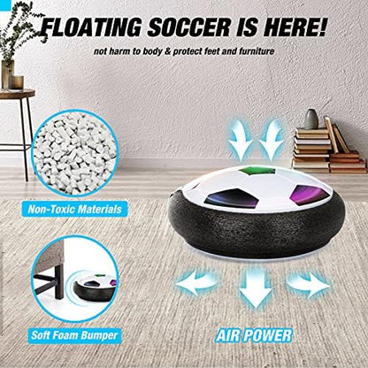 Two miniature plastic soccer goals set up for an indoor kids sports game