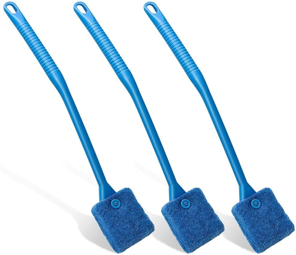 Novique aquarium maintenance brush stored neatly by hanging from its handle hook.