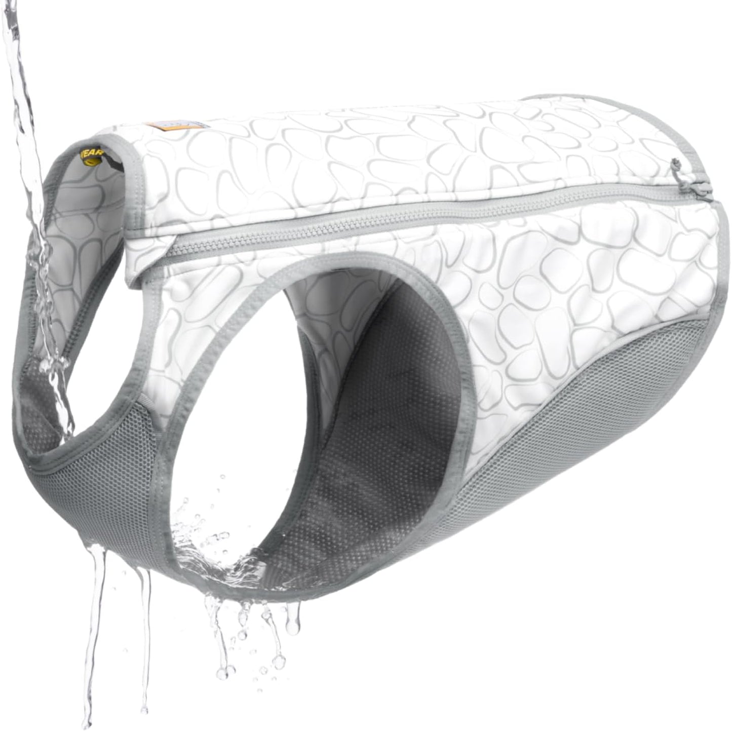 Ruffwear evaporative cooling gear back view illustrating the UPF 50 sun protection panel