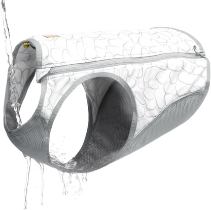 Ruffwear evaporative cooling gear back view illustrating the UPF 50 sun protection panel