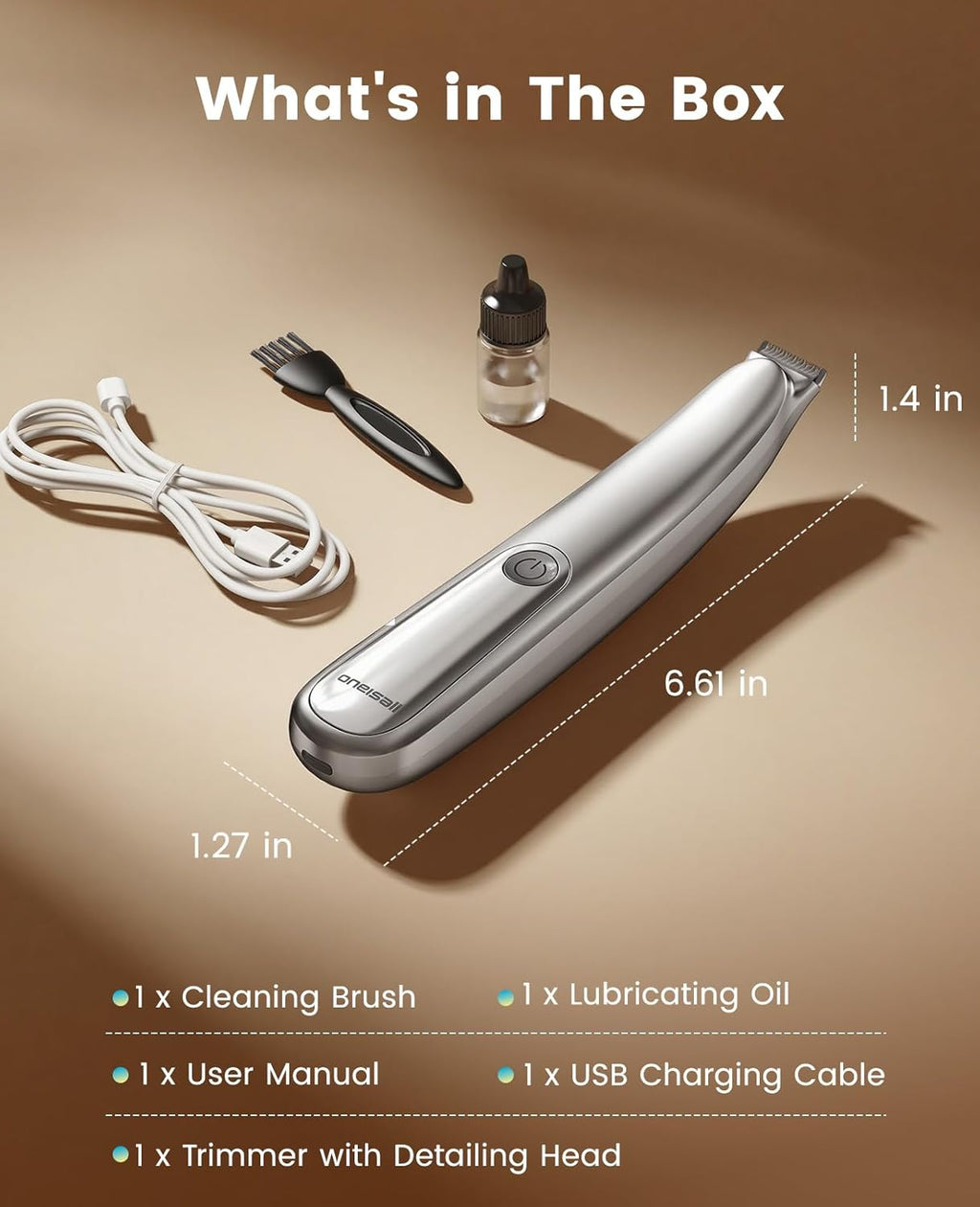 oneisall Dog Paw Trimmer, 2-Speed Up to 6500 RPM, 35dB Low-Noise Safe Pet Paw Trimmers with Curved Blade and LED Light, Cordless Pet Grooming Paw Clipper for Dogs, Cats, Paws, Ears, Face, Rump - Image 9