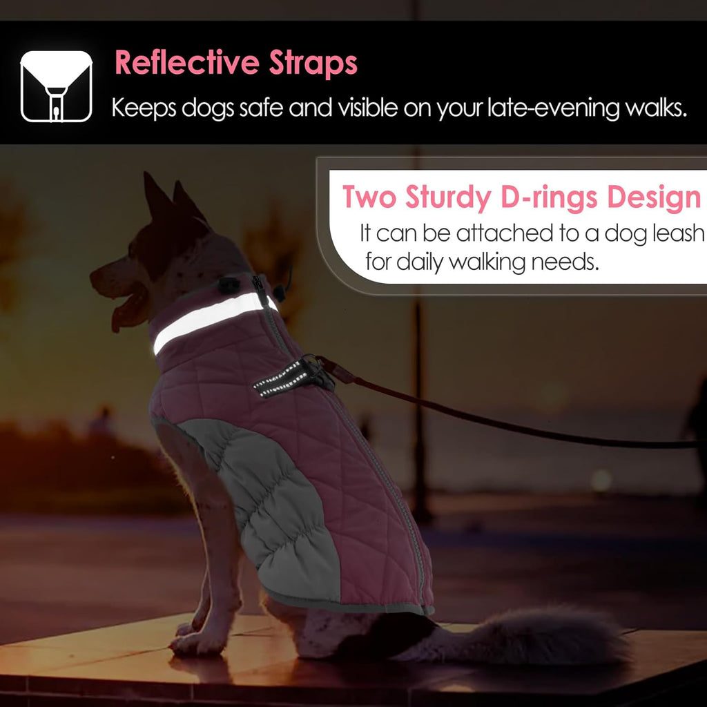 Aofitee dog coat turtleneck collar and reflective detail