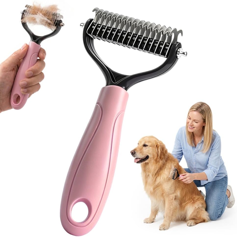 Double Sided Dematting Comb for Cats & Dogs, Professional Grooming Brush, Undercoat Rake with Ergonomic Grip, Safe Deshedding Tool for Long Thick Hair, Tangle Remover for Pets (Blue-L) - Image 10
