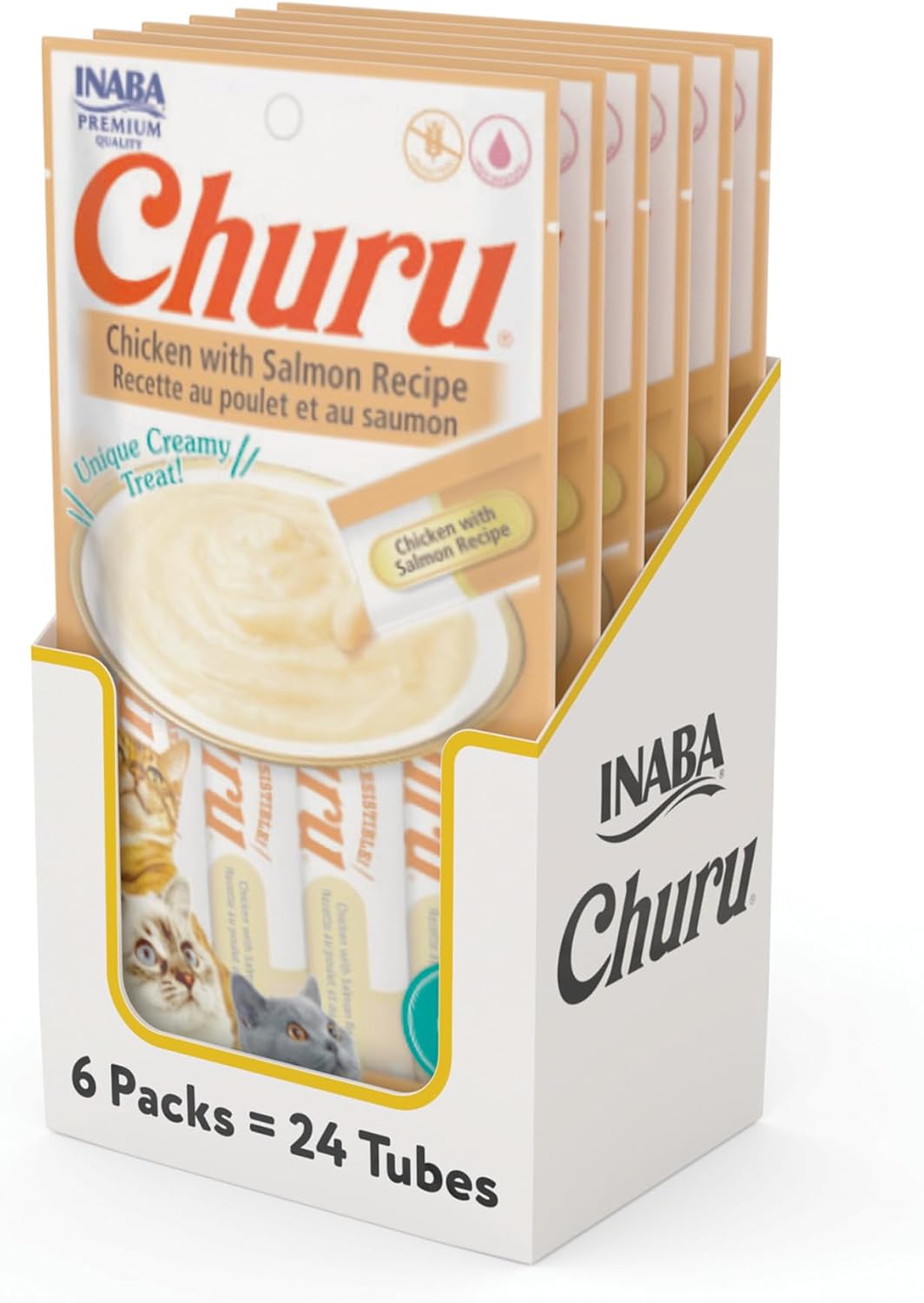 INABA Churu Cat Treats, Lickable, Squeezable Creamy Pure Cat Treat with Green Tea Extract & Taurine, 0.5 Ounces Each Tube, 24 Tubes (4 per Pack), Chicken Recipe - Image 13