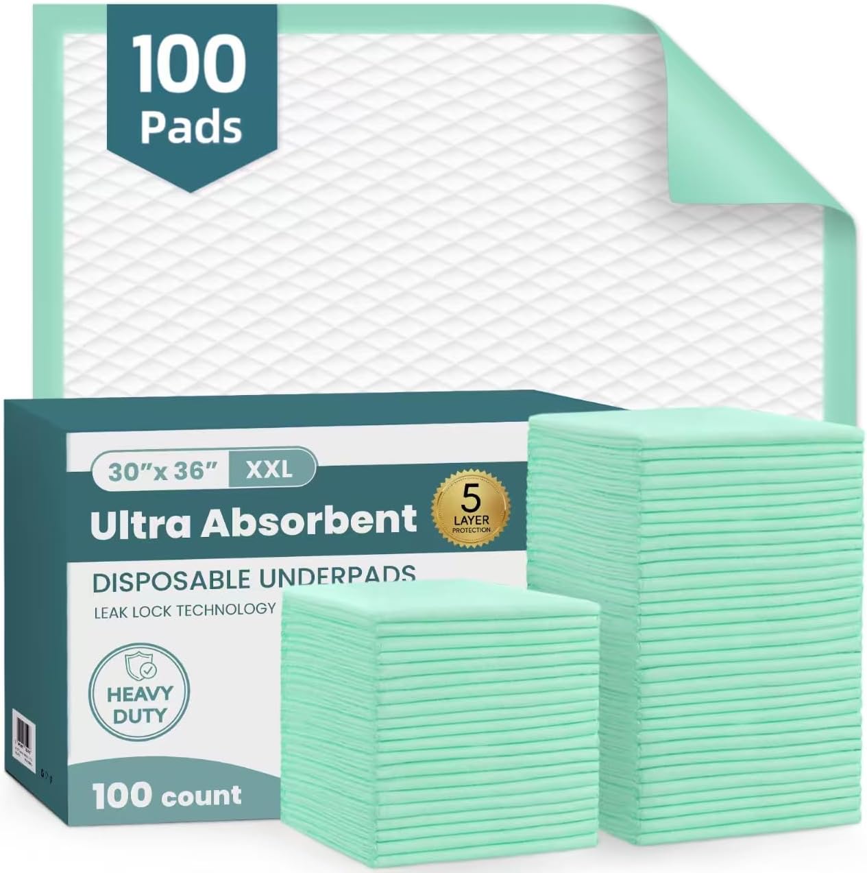 Aozita 100 pack disposable underpads front view
