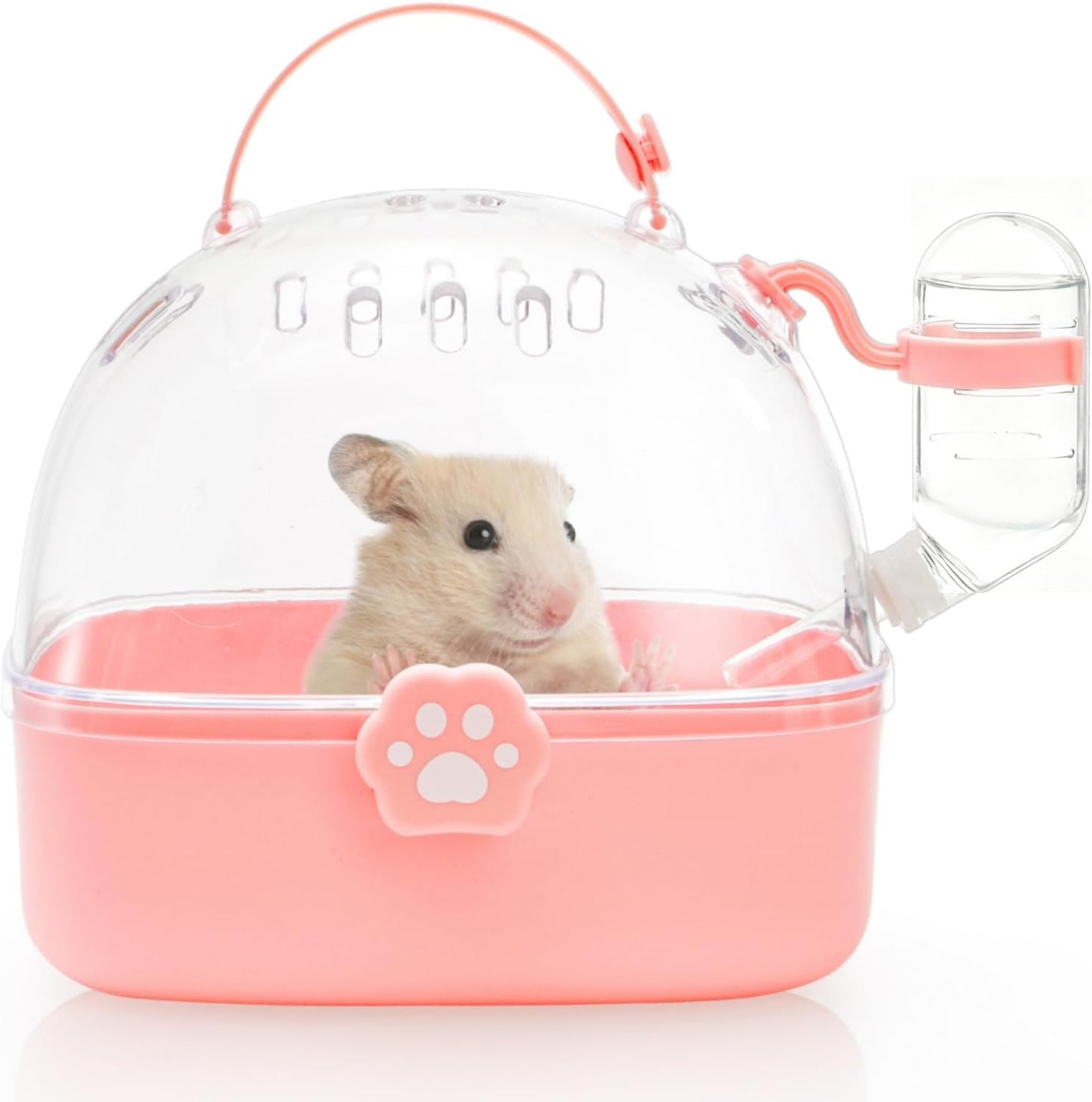Hamster Carrier Cage, Portable Small Animal Carrier Cage with Water Bottle, Guinea Pig Outgoing Cage Hamster Travel Carry Case for Small Pets, Gerbils, Chinchillas, Dwarf Hamster - Image 1