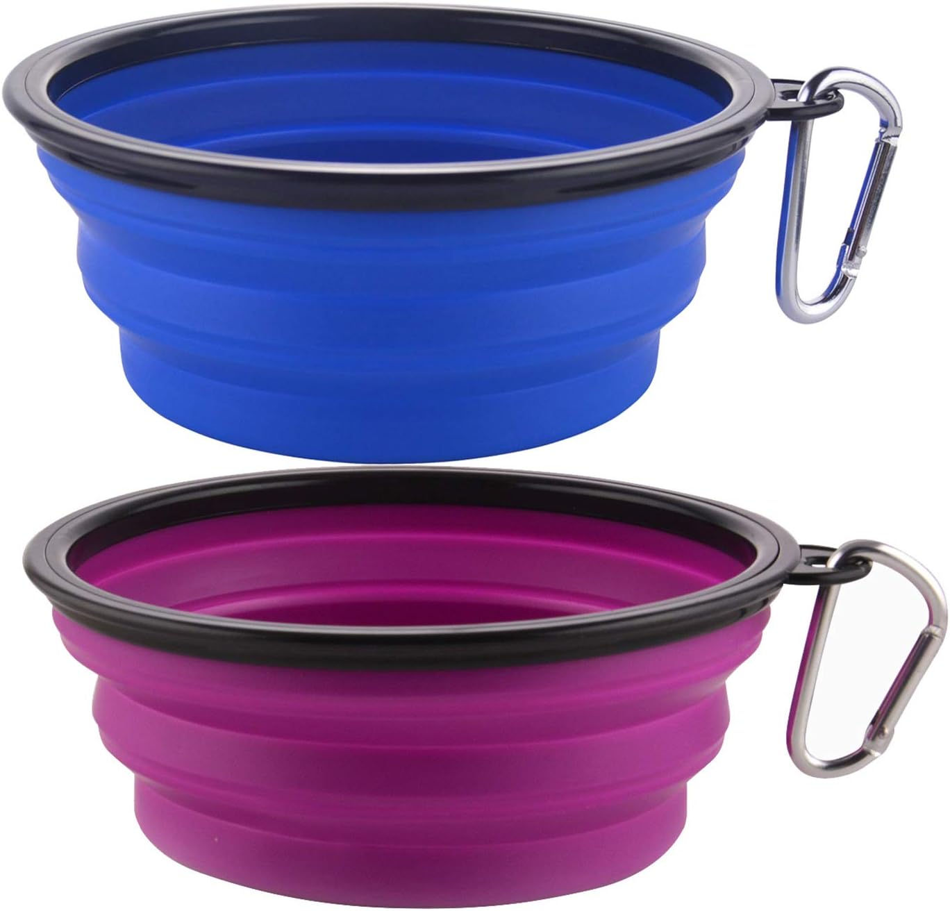 Large Collapsible Dog Bowls, 34oz Travel Water Food Bowls Portable Foldable Collapse Dishes with Carabiner Clip, 2 Pack (Blue + Red) - Image 13