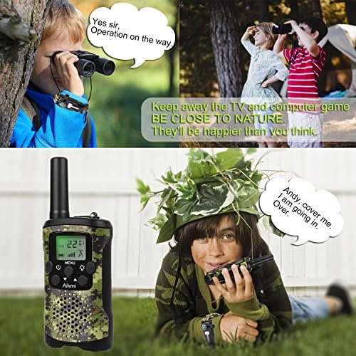 Aikmi two way radios for kids displaying the built in LED flashlight feature on top